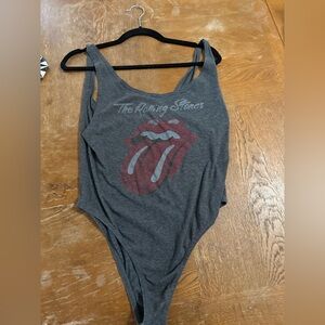Gray Rolling Stones Graphic Bodysuit